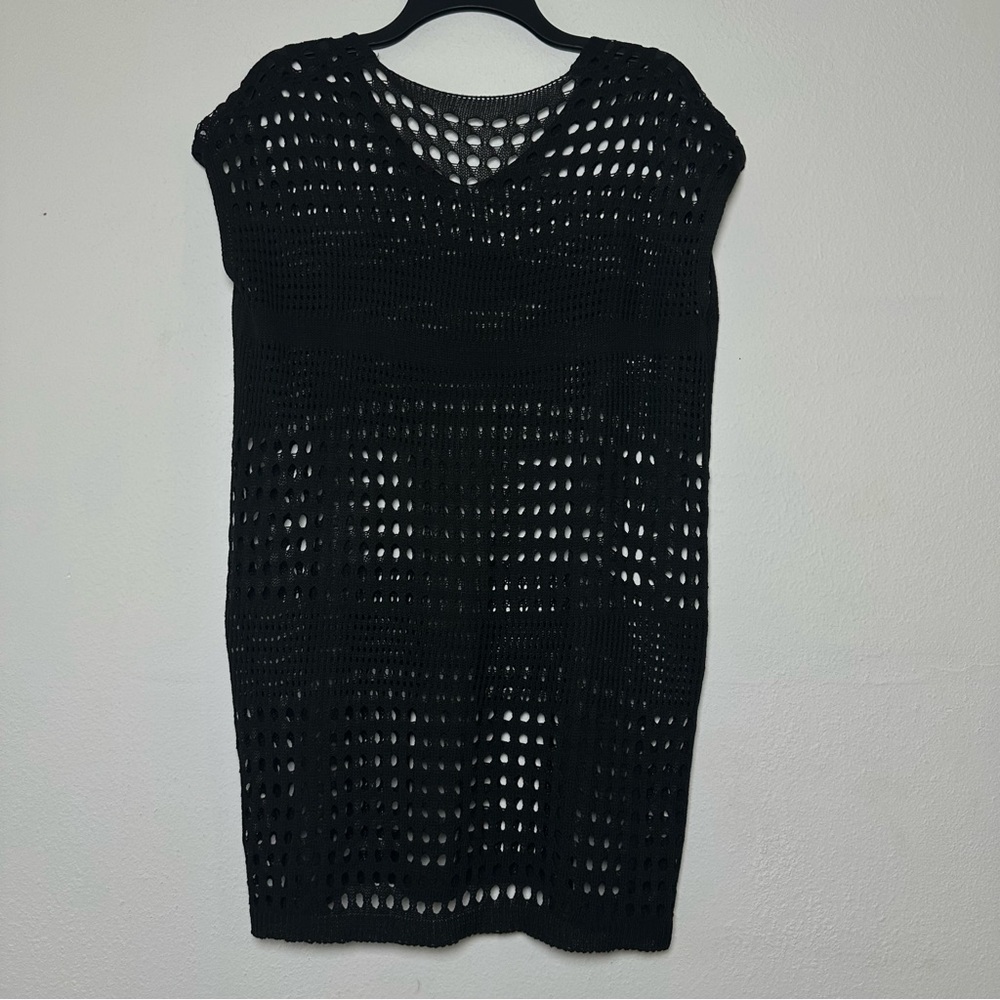 Chic Summer Black Mesh Beach Cover-Up - Picture 3 of 9